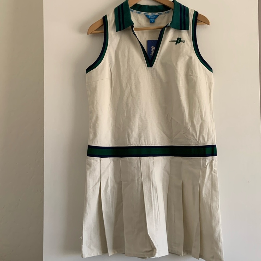 Prince Pickleball Women’s Collared Pleated Dress - White ⚪️🟢🔵